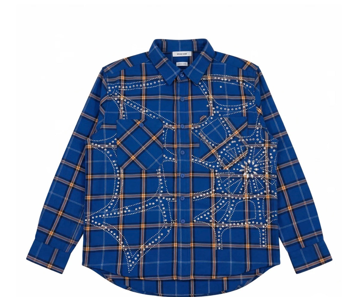 BLUE RHINESTONES BUTTOM UP